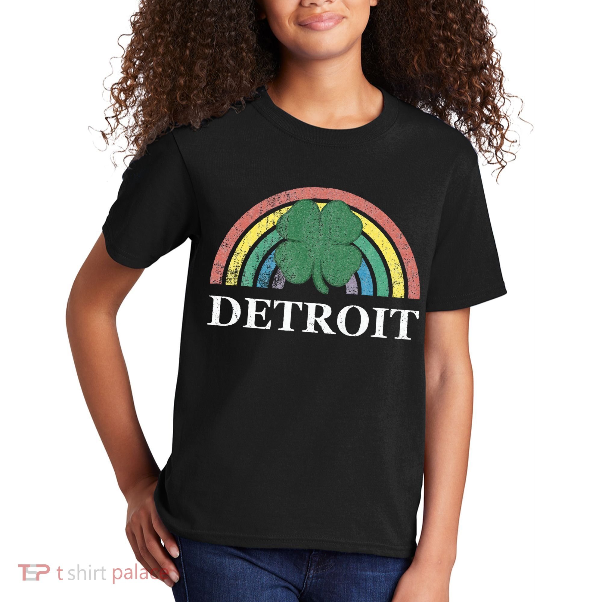 Detroit Shamrock St. Patrick's Day Rainbow Saint Paddy's Kids T-Shirt