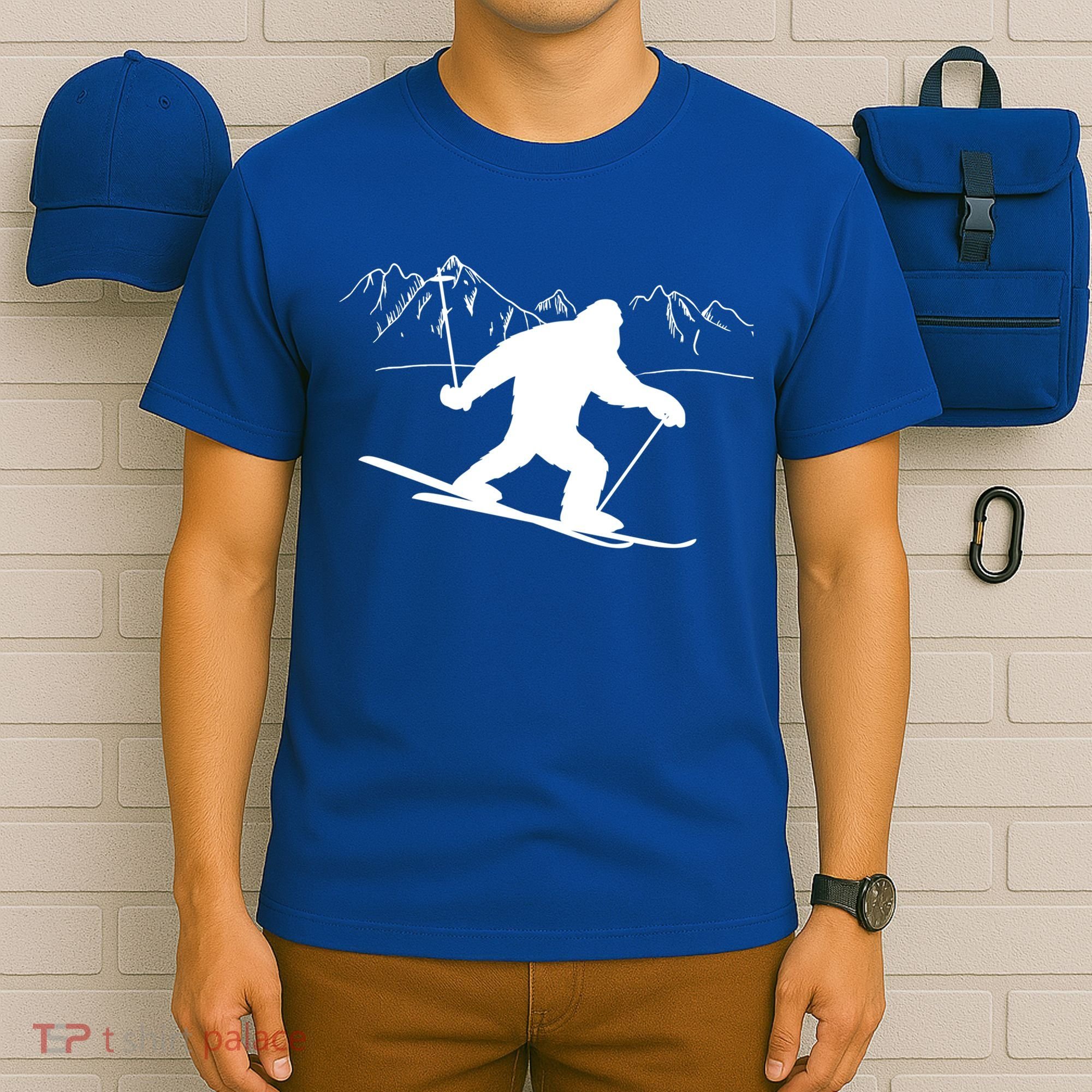 Downhill Snow Skiing Bigfoot Ski Winter Sports Alpine Gift T-Shirt