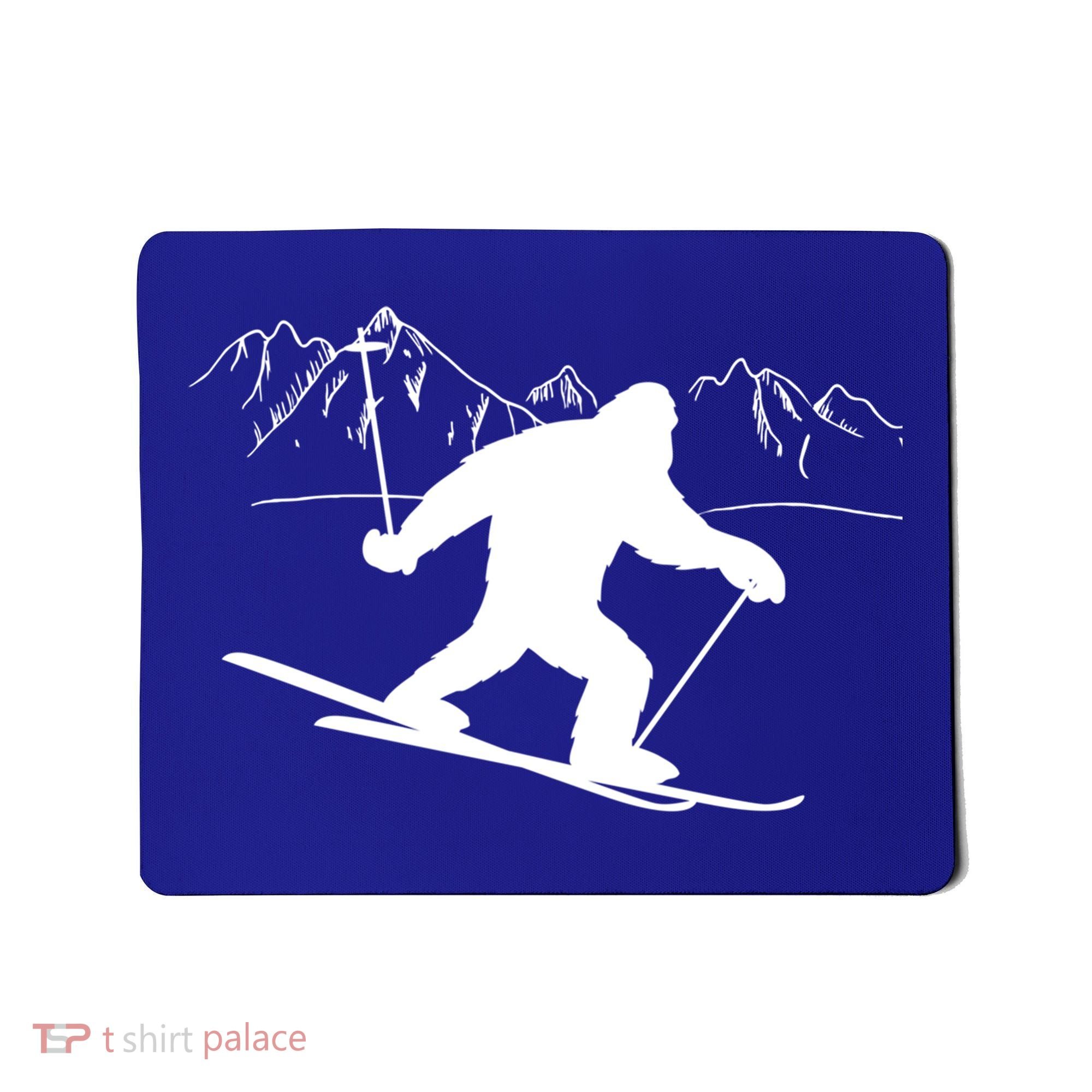 Downhill Snow Skiing Bigfoot Ski Winter Sports Alpine Gift Mousepad