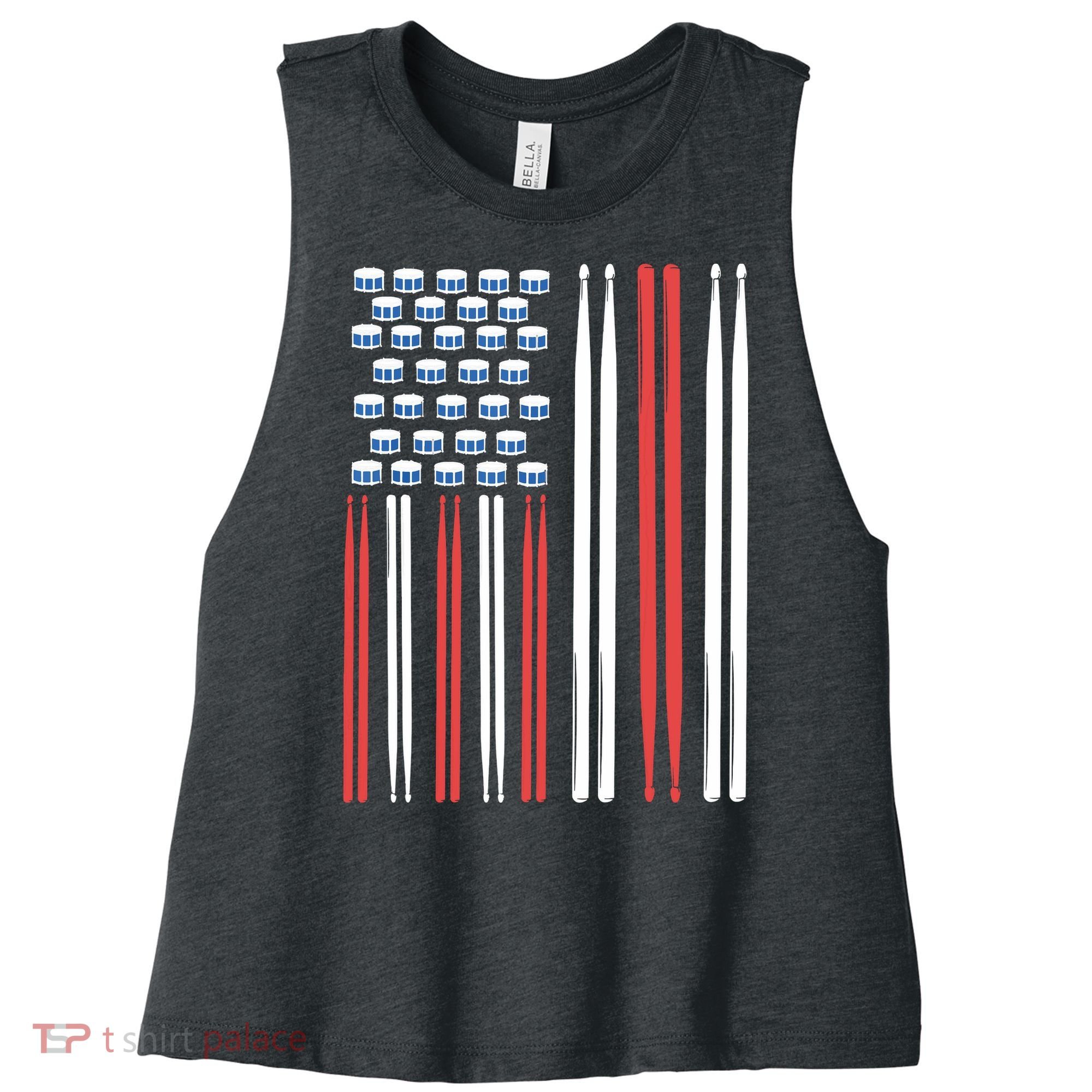 Drum Sticks Shirts Drummer Gift Drumming Percussion Women's Racerback Cropped Tank