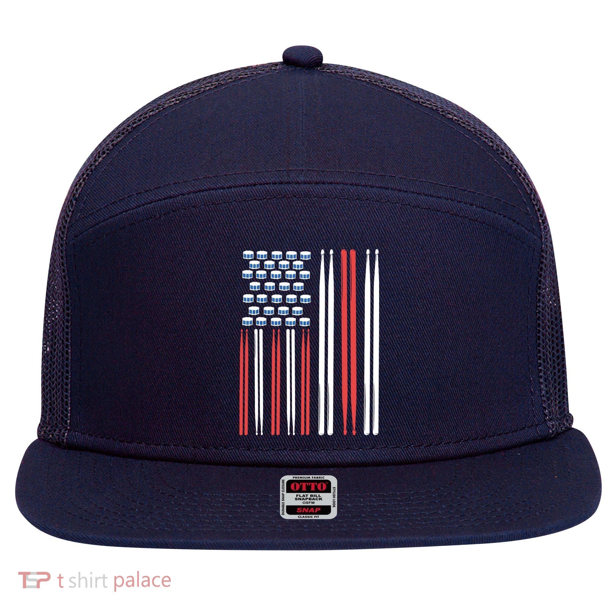 Drum Sticks Shirts Drummer Gift Drumming Percussion 7 Panel Mesh Trucker Snapback Hat