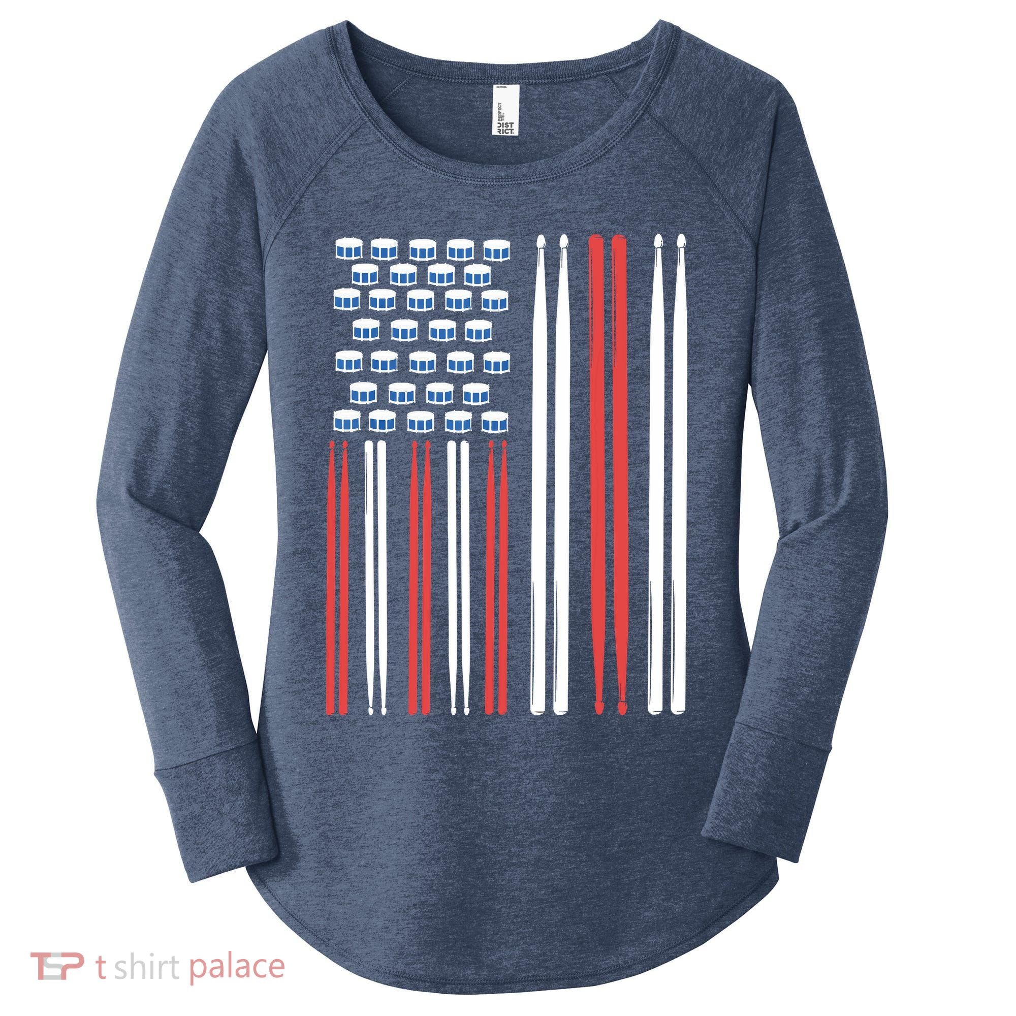 Drum Sticks Shirts Drummer Gift Drumming Percussion Women's Perfect Tri Tunic Long Sleeve Shirt