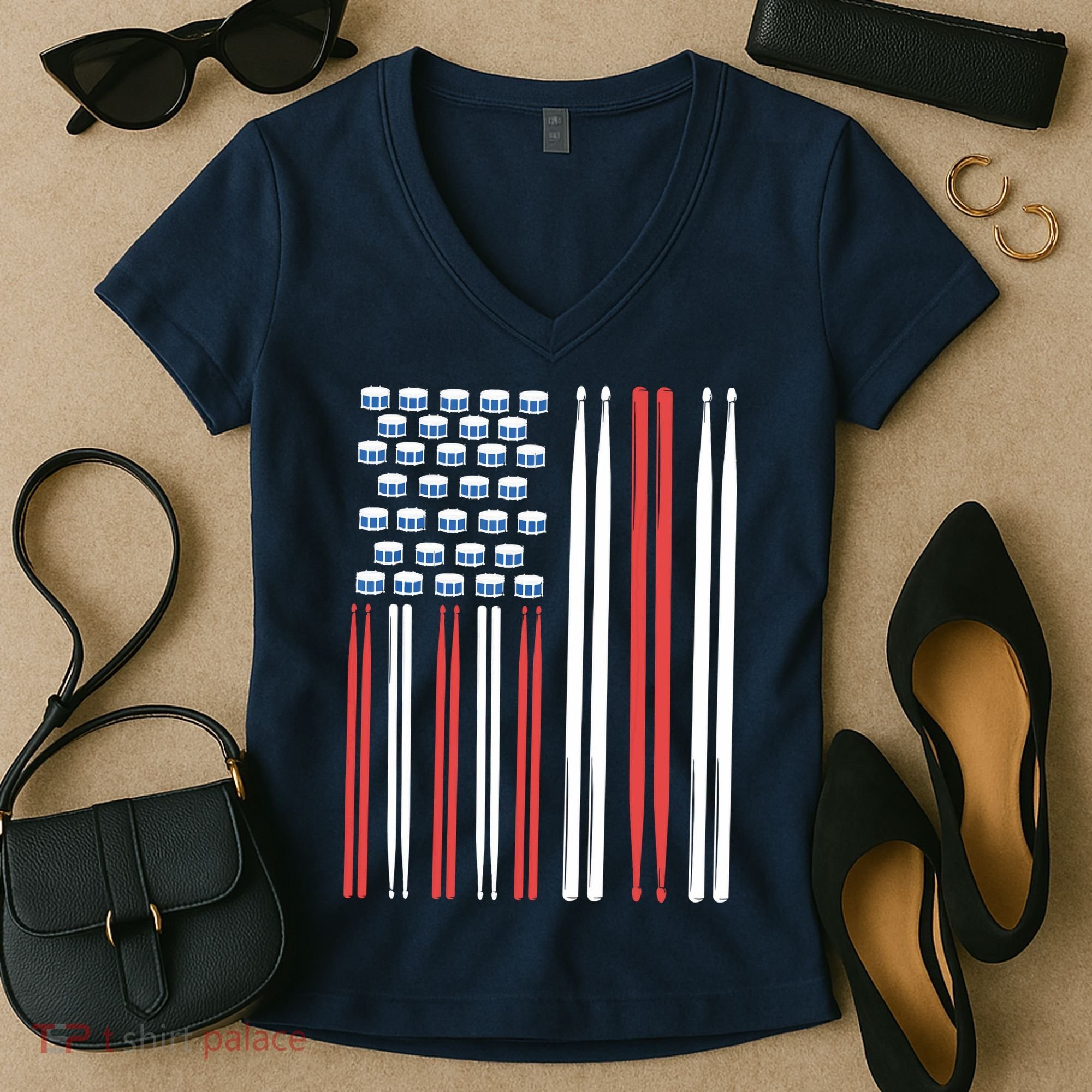 Drum Sticks Shirts Drummer Gift Drumming Percussion Women's V-Neck T-Shirt