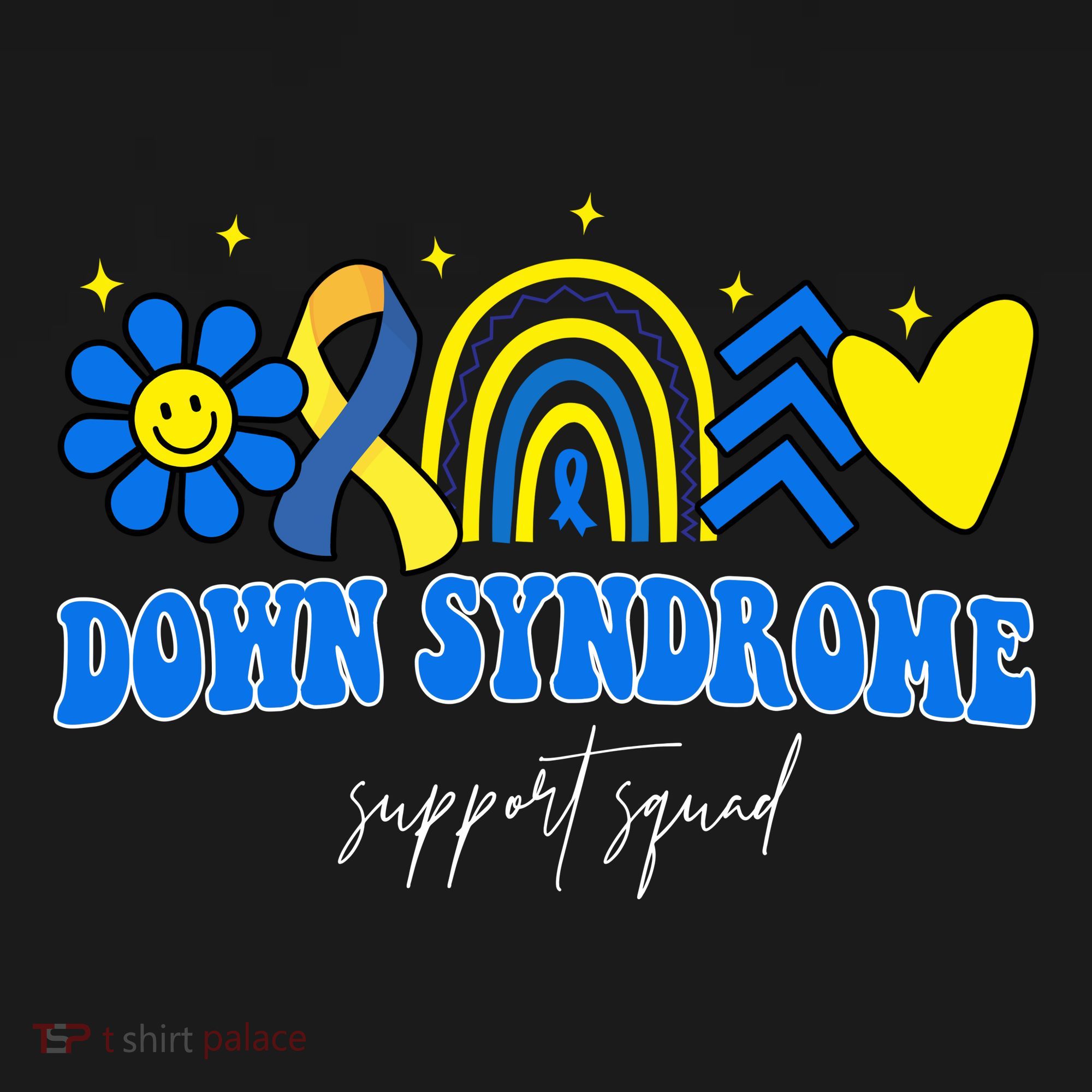 Down Syndrome Support Squad Rainbow Floral Heart Backpack