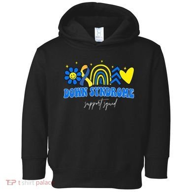 Down Syndrome Support Squad Rainbow Floral Heart Toddler Hoodie