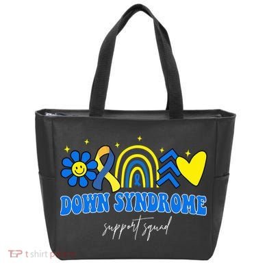 Down Syndrome Support Squad Rainbow Floral Heart Tote Bag