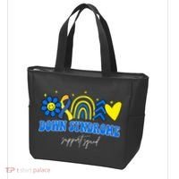 Down Syndrome Support Squad Rainbow Floral Heart Tote Bag thumb 3