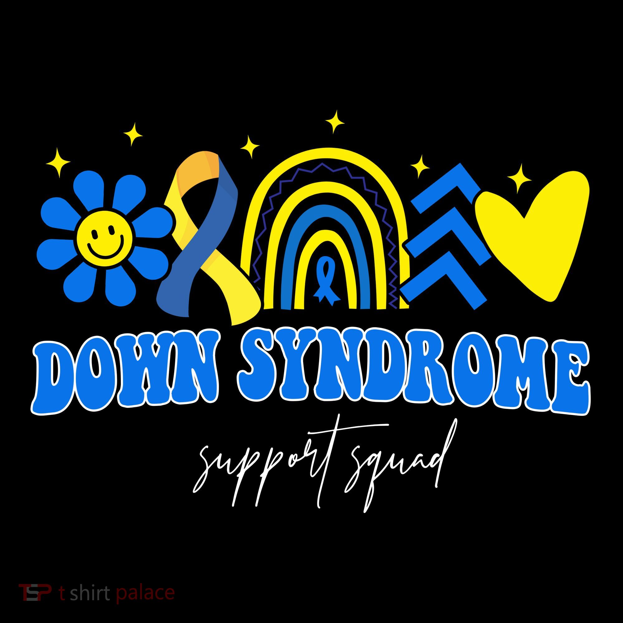Down Syndrome Support Squad Rainbow Floral Heart Tote Bag