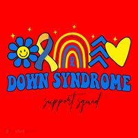 Down Syndrome Support Squad Rainbow Floral Heart Santa Hat thumb 1