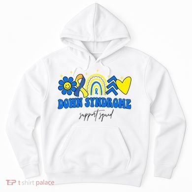 Down Syndrome Support Squad Rainbow Floral Heart Hoodie