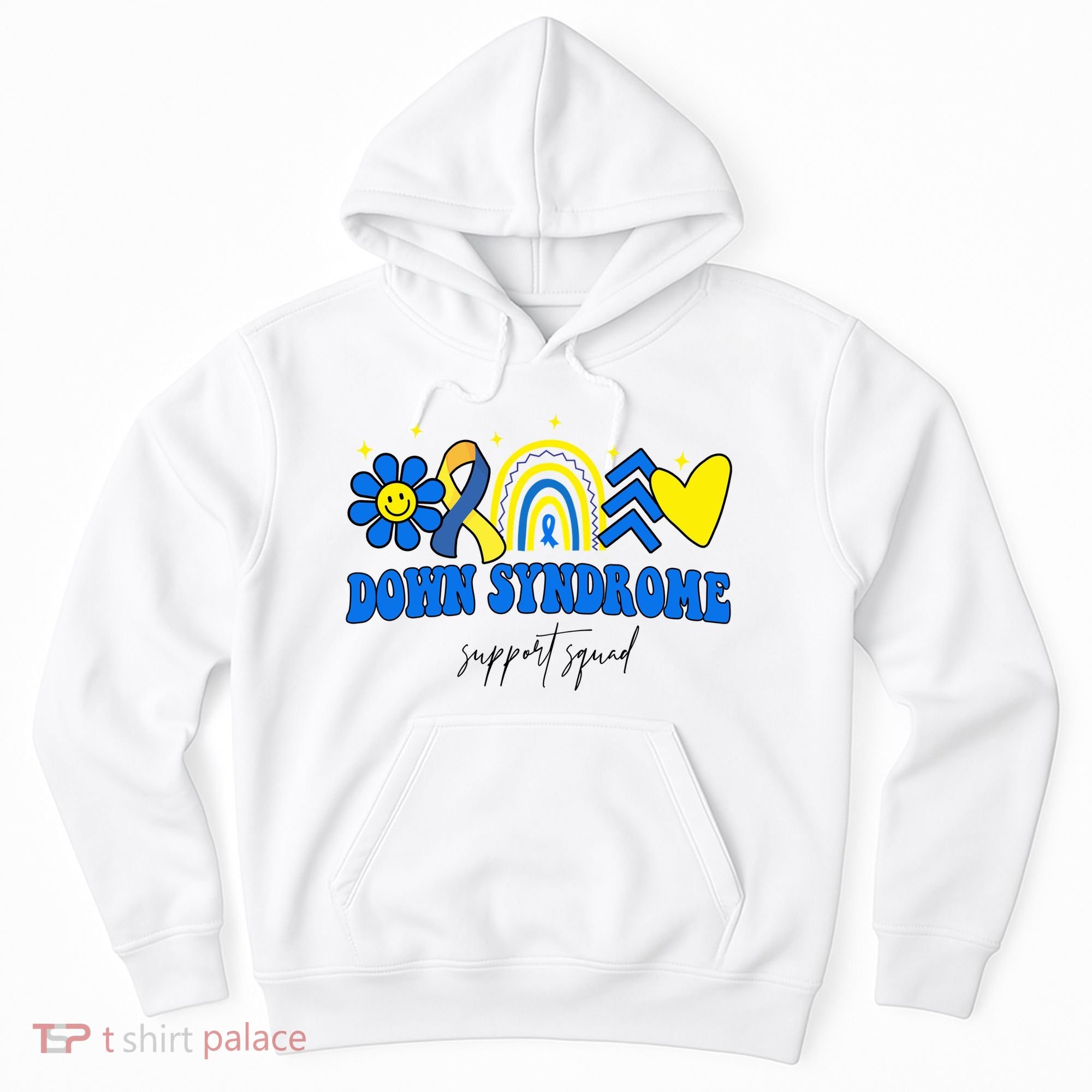 Down Syndrome Support Squad Rainbow Floral Heart Hoodie