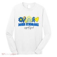 Down Syndrome Support Squad Rainbow Floral Heart Long Sleeve Shirt thumb 0