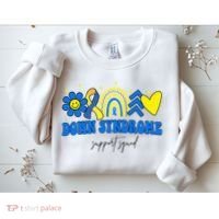 Down Syndrome Support Squad Rainbow Floral Heart Sweatshirt thumb 2
