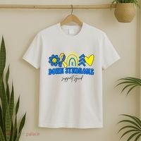 Down Syndrome Support Squad Rainbow Floral Heart T-Shirt thumb 2