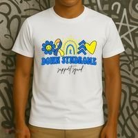Down Syndrome Support Squad Rainbow Floral Heart T-Shirt thumb 3