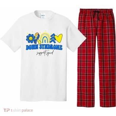 Down Syndrome Support Squad Rainbow Floral Heart Pajama Set