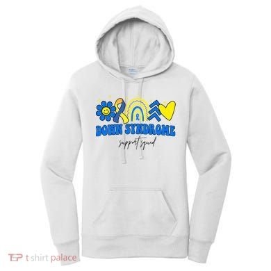 Down Syndrome Support Squad Rainbow Floral Heart Women's Hoodie