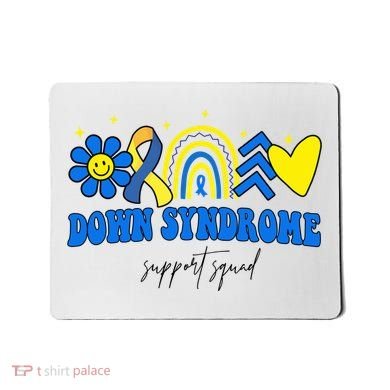Down Syndrome Support Squad Rainbow Floral Heart Mousepad