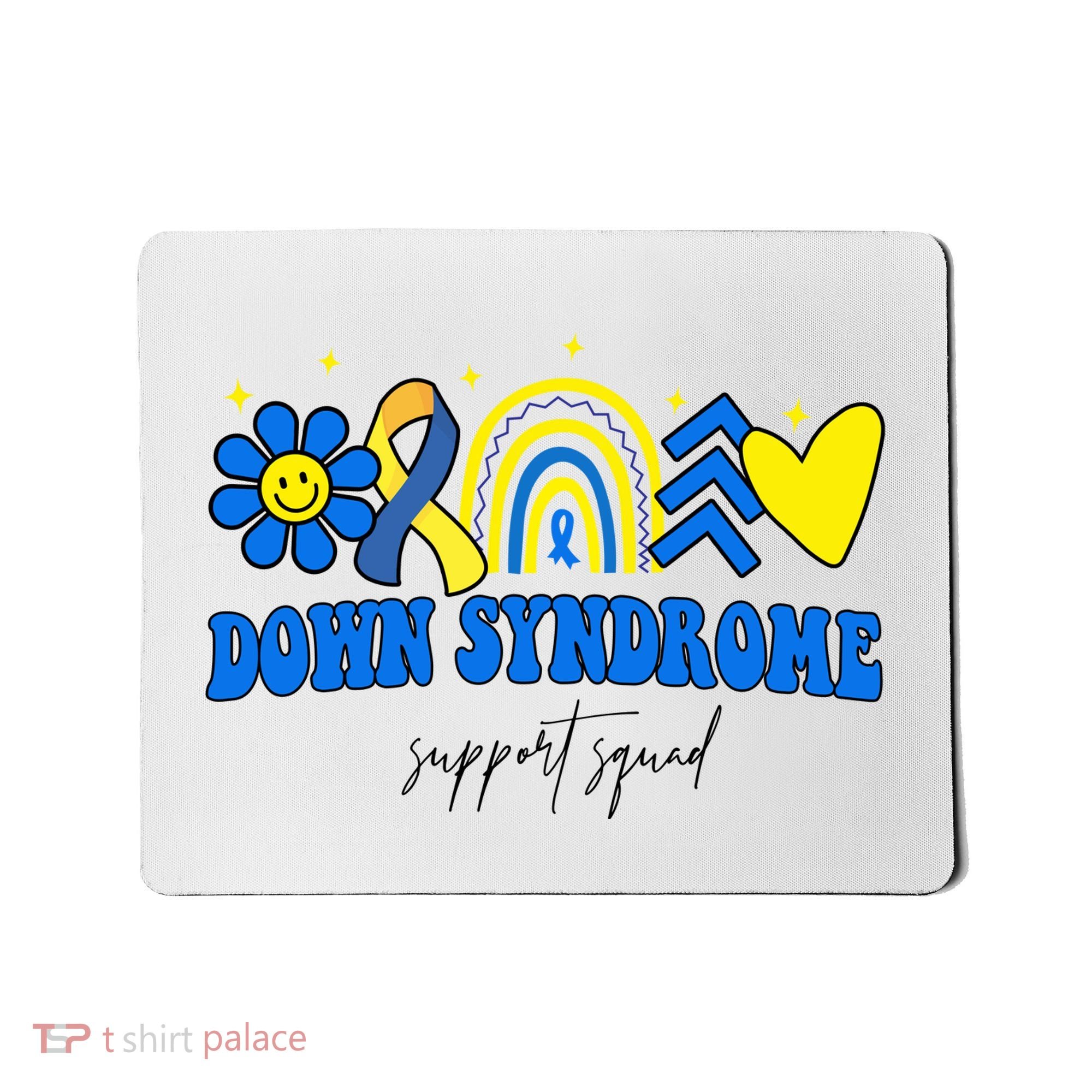 Down Syndrome Support Squad Rainbow Floral Heart Mousepad