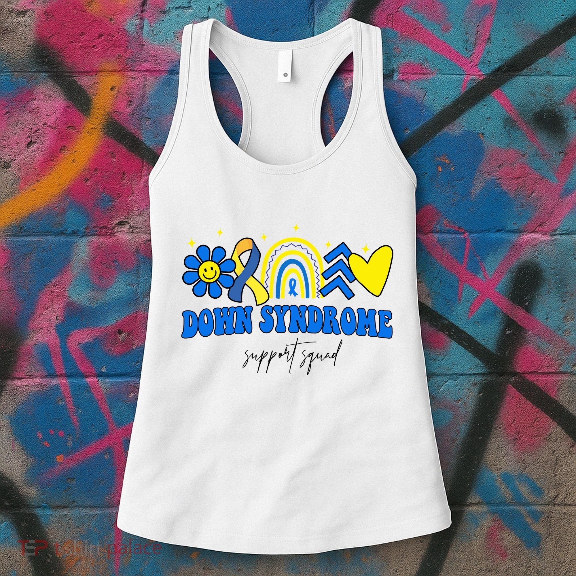Down Syndrome Support Squad Rainbow Floral Heart Women's Tank Top