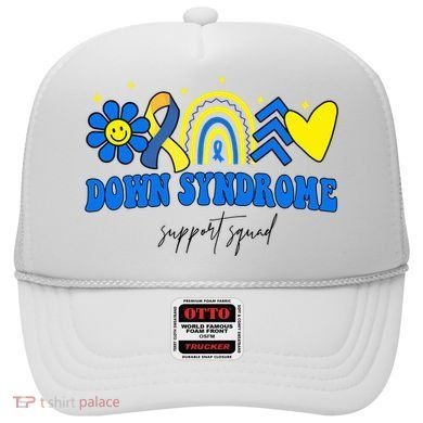 Down Syndrome Support Squad Rainbow Floral Heart Hat