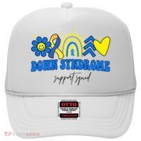 Down Syndrome Support Squad Rainbow Floral Heart Hat thumb 0