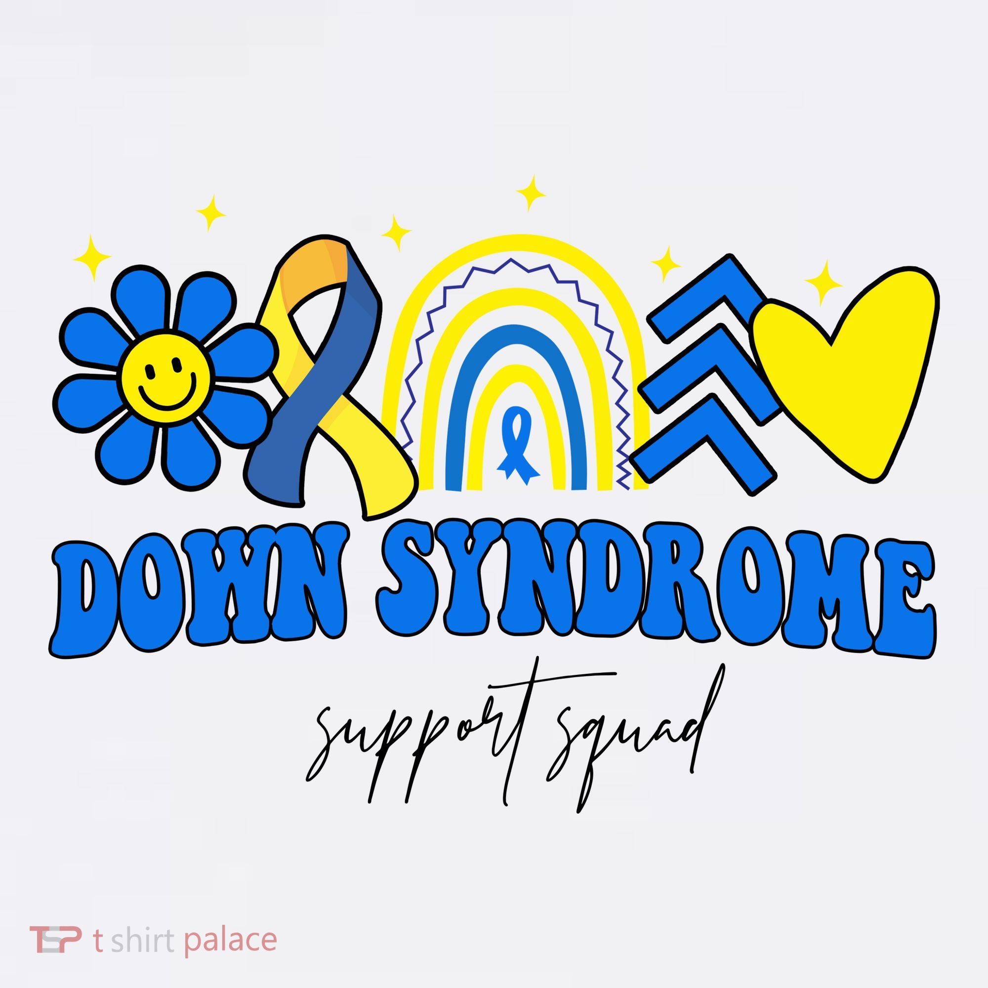 Down Syndrome Support Squad Rainbow Floral Heart Hat