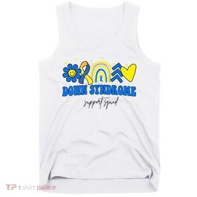 Down Syndrome Support Squad Rainbow Floral Heart Tank Top