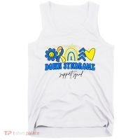 Down Syndrome Support Squad Rainbow Floral Heart Tank Top thumb 0