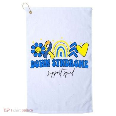 Down Syndrome Support Squad Rainbow Floral Heart Golf Towel
