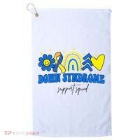 Down Syndrome Support Squad Rainbow Floral Heart Golf Towel thumb 0