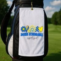 Down Syndrome Support Squad Rainbow Floral Heart Golf Towel thumb 2