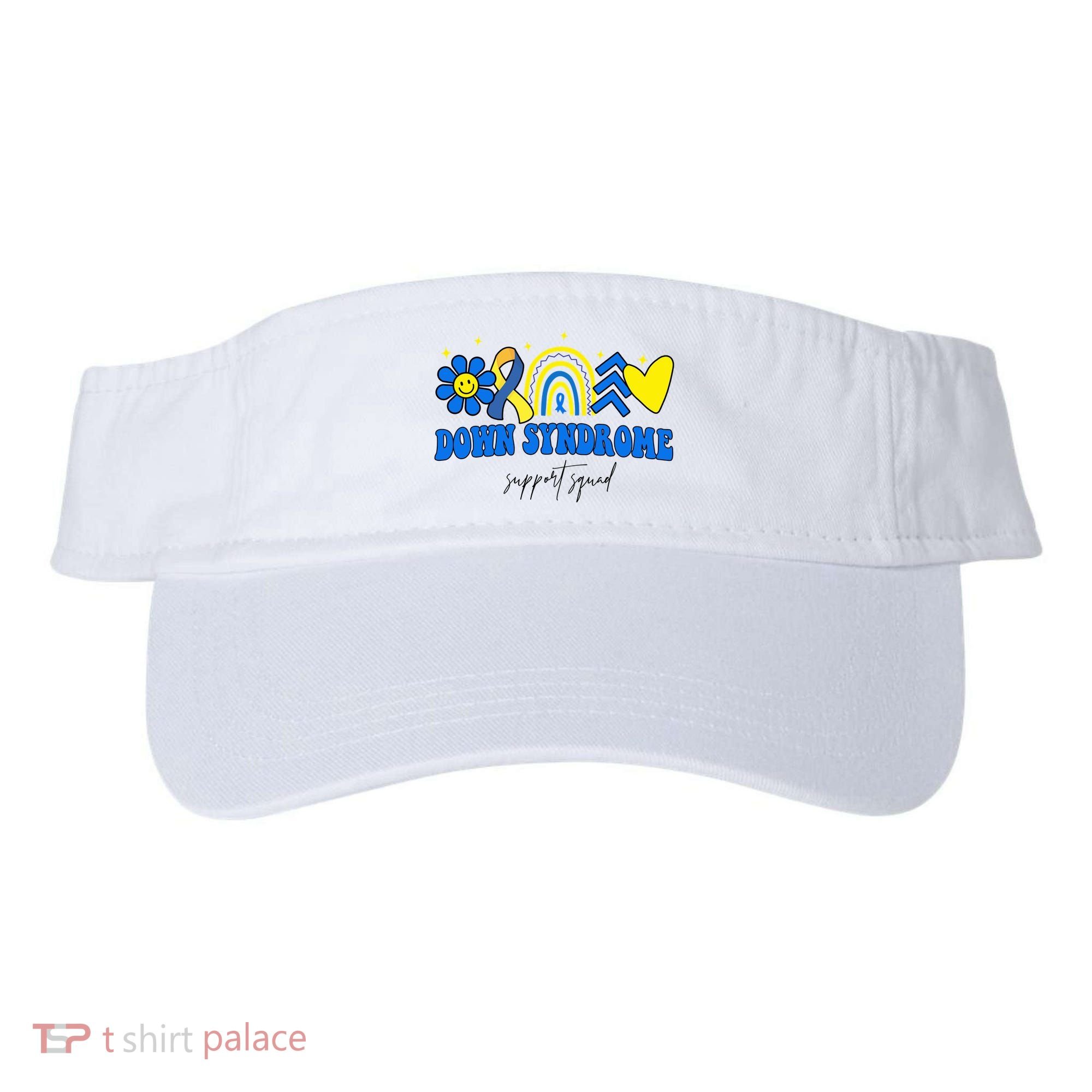 Down Syndrome Support Squad Rainbow Floral Heart Visor