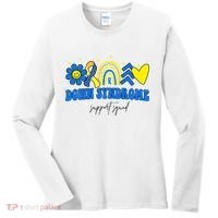 Down Syndrome Support Squad Rainbow Floral Heart Women's Long Sleeve Shirt thumb 0