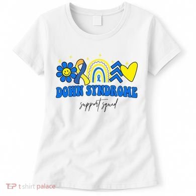 Down Syndrome Support Squad Rainbow Floral Heart Women's T-Shirt