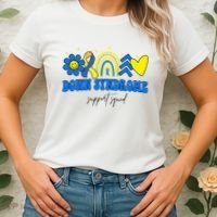 Down Syndrome Support Squad Rainbow Floral Heart Women's T-Shirt thumb 2