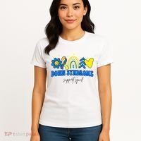 Down Syndrome Support Squad Rainbow Floral Heart Women's T-Shirt thumb 4