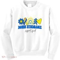 Down Syndrome Support Squad Rainbow Floral Heart Kids Sweatshirt thumb 0