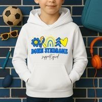 Down Syndrome Support Squad Rainbow Floral Heart Kids Hoodie thumb 2