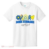 Down Syndrome Support Squad Rainbow Floral Heart Kids T-Shirt thumb 0
