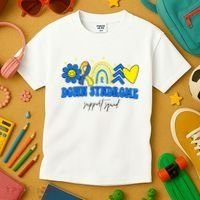 Down Syndrome Support Squad Rainbow Floral Heart Kids T-Shirt thumb 3