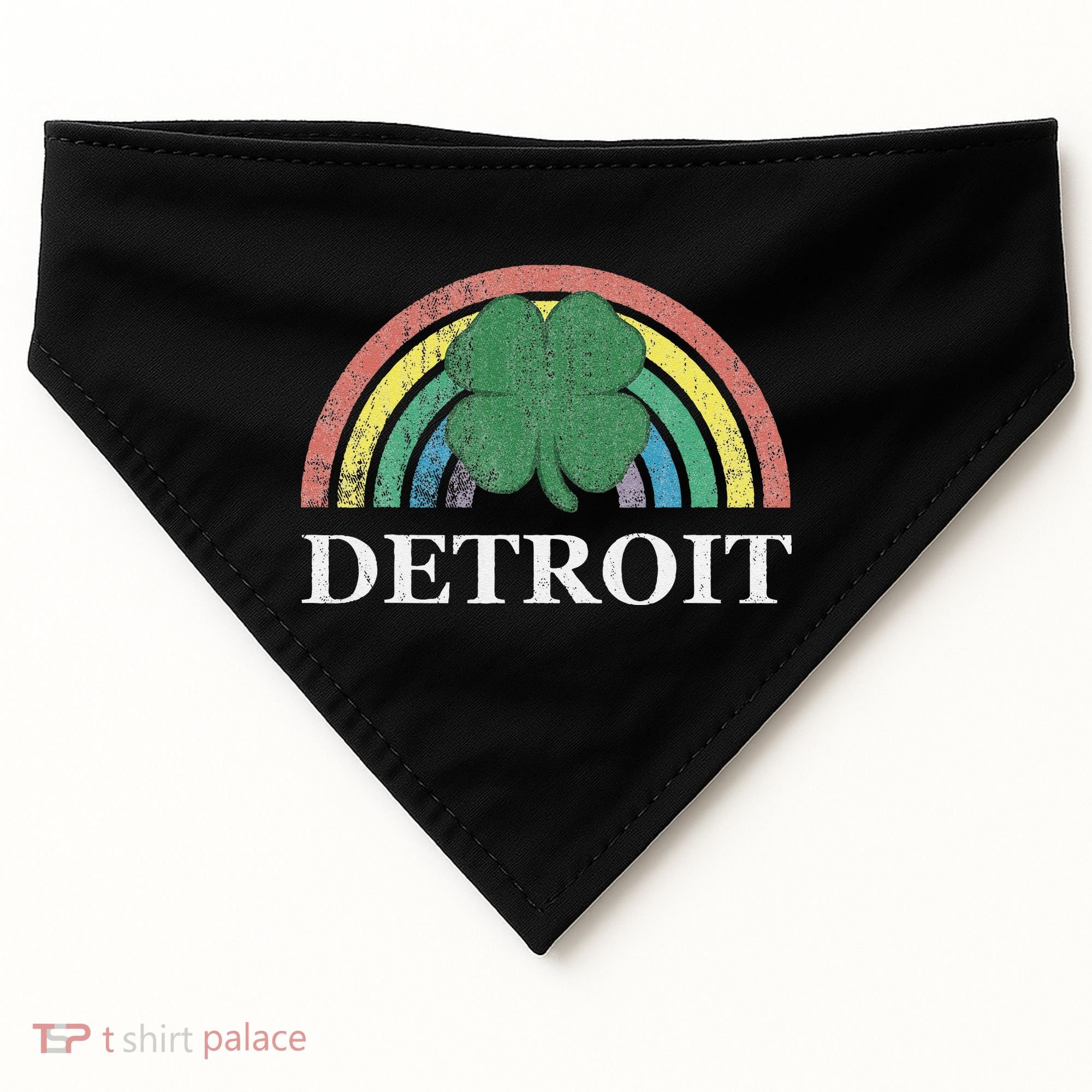 Detroit Shamrock St. Patrick's Day Rainbow Saint Paddy's USA-Made Doggie Bandana
