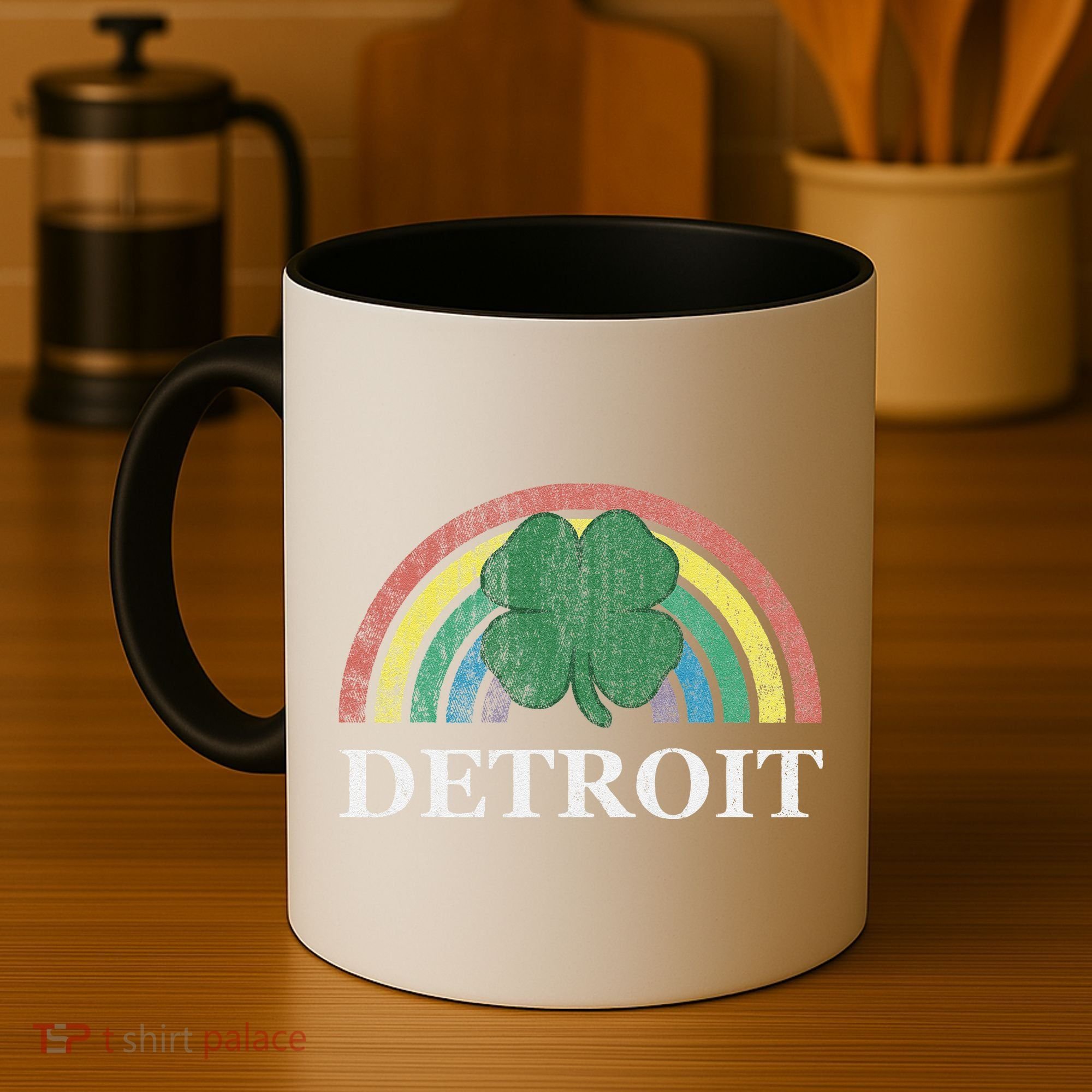 Detroit Shamrock St. Patrick's Day Rainbow Saint Paddy's Coffee Mug