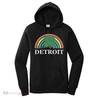 Detroit Shamrock St. Patrick's Day Rainbow Saint Paddy's Women's Hoodie