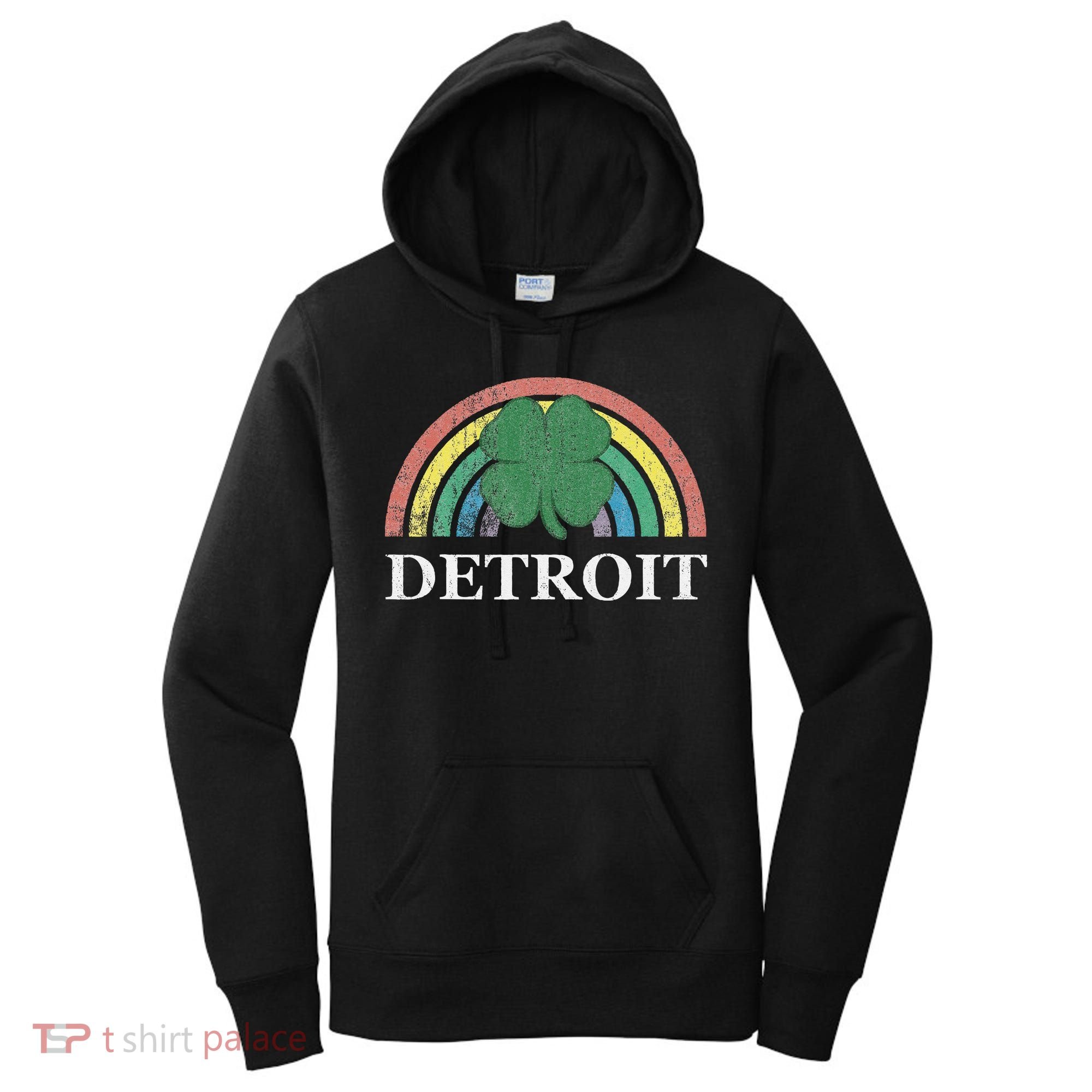 Detroit Shamrock St. Patrick's Day Rainbow Saint Paddy's Women's Hoodie