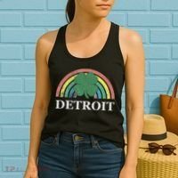 Detroit Shamrock St. Patrick's Day Rainbow Saint Paddy's Women's Tank Top thumb 2