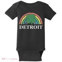 Detroit Shamrock St. Patrick's Day Rainbow Saint Paddy's Baby Bodysuit thumb 0