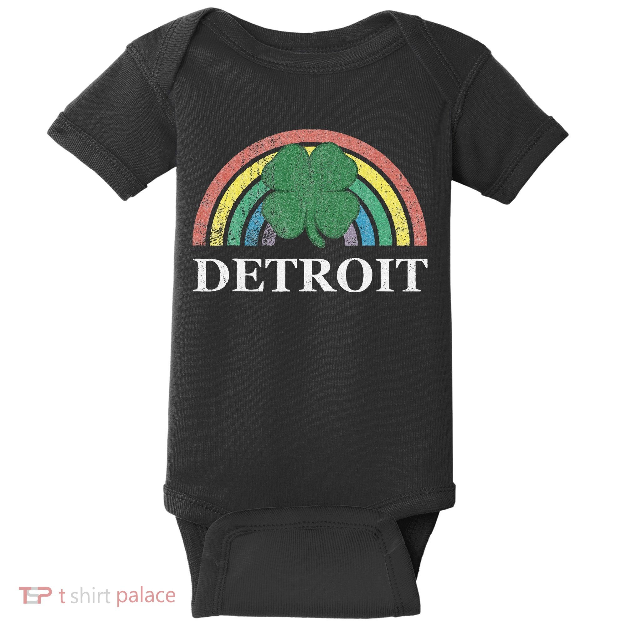 Detroit Shamrock St. Patrick's Day Rainbow Saint Paddy's Baby Bodysuit