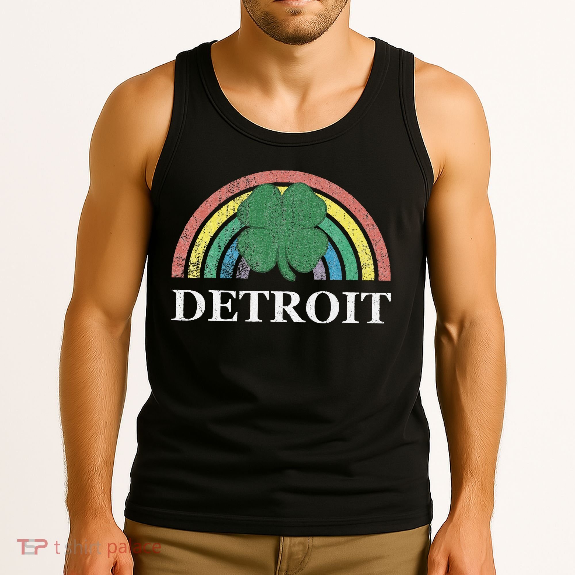Detroit Shamrock St. Patrick's Day Rainbow Saint Paddy's Tank Top
