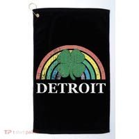 Detroit Shamrock St. Patrick's Day Rainbow Saint Paddy's Golf Towel thumb 0